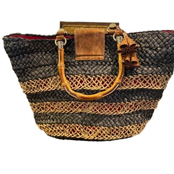 Caribbean Joe Straw Market Beach Tote Bag - Picture 2 of 13